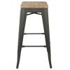 Oregon Industrial Stackable Barstool in Grey and Brown by LumiSource - Set of 2