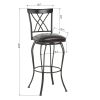 Industrial Counter Height Bar Stools Set of 2, Swivel Barstools with Metal Back for Kitchen Island, 29 Inch Height Round Seat