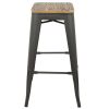 Oregon Industrial Stackable Barstool in Grey and Brown by LumiSource - Set of 2