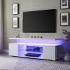 TV Stand for 65 Inch TV LED Gaming Entertainment Center Media Storage Console Table with Large Sliding Drawer & Side Cabinet for Living Room( White)