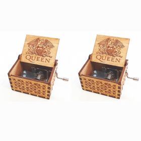 Antique Carved Wooden Hand Crank Spirited Away Music Box Christmas Gift Birthday Gift Party Decoration (Option: Music box 2pc)