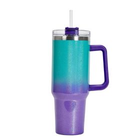 Large Capacity Double-layer Stainless Steel Vacuum Insulation Cup (Option: Blue purple)