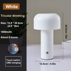 Italian Mushroom Table Lamp Night Light Portable Wireless Touch Rechargeable Desk Light Bedside Table Lamp Bedroom Desktop Decor (Lampshade Color: White)