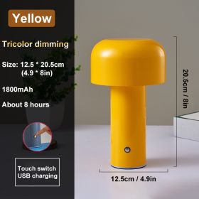 Italian Mushroom Table Lamp Night Light Portable Wireless Touch Rechargeable Desk Light Bedside Table Lamp Bedroom Desktop Decor (Lampshade Color: Yellow)