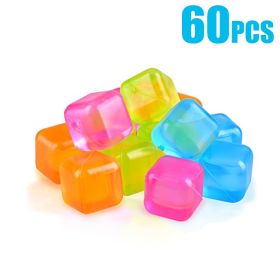 60/90pcs Square/Fruit Shaped Reusable Ice Cubes Plastic Multicolour Ice Cube Picnic Keep Drink Cool Physical Cool Party Bar Tool (Ships From: China)