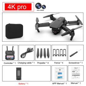 New E88 Pro Drone 4k HD Dual Camera Visual Positioning 1080P WiFi fpv drone height preservation rc quadcopter (Color: 4K pro 1B)