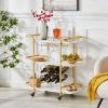 Drinks Trolley Cart with Rolling Wheels Hotel Serving Cart with Wine and Glass Holders Bar Carts