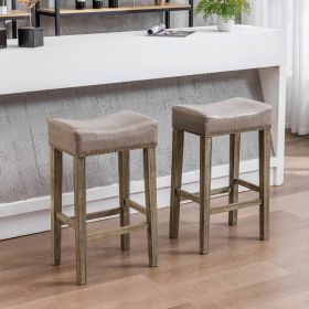 Backless Bar Stools, 2-Pcs Set (Color: Gray)