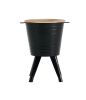 Farmhouse Rustic Distressed Metal Accent Cocktail Table with wood top-BLK, Set of 2