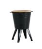 Farmhouse Rustic Distressed Metal Accent Cocktail Table with wood top-BLK, Set of 2