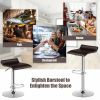 Set of 2 Modern Design Adjustable PU Leather Backless Bar Stools