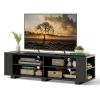 Wooden TV Stand with 8 Open Shelves for TVs up to 65 Inch Flat Screen