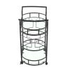 2 Glass Shelves  Serving Trolley Bar Cart  with Durable Metal Frame for Hotel Dining Room Restaurant